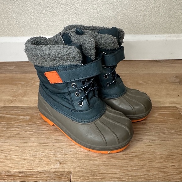 Cat & Jack Boys Toddler Blue and Orange Winter Snow Boots, Size 10 - Picture 1 of 11